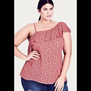 City chic baby blossom one shoulder liberty floral top 24 red cottage coquette
